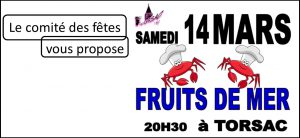 Événement annulé : Soirée fruits de mer avec le Comité des fêtes @ Salle Polyvalente du bourg de Torsac