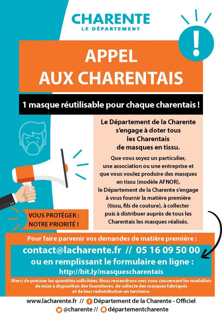 appel charentais - confection masques